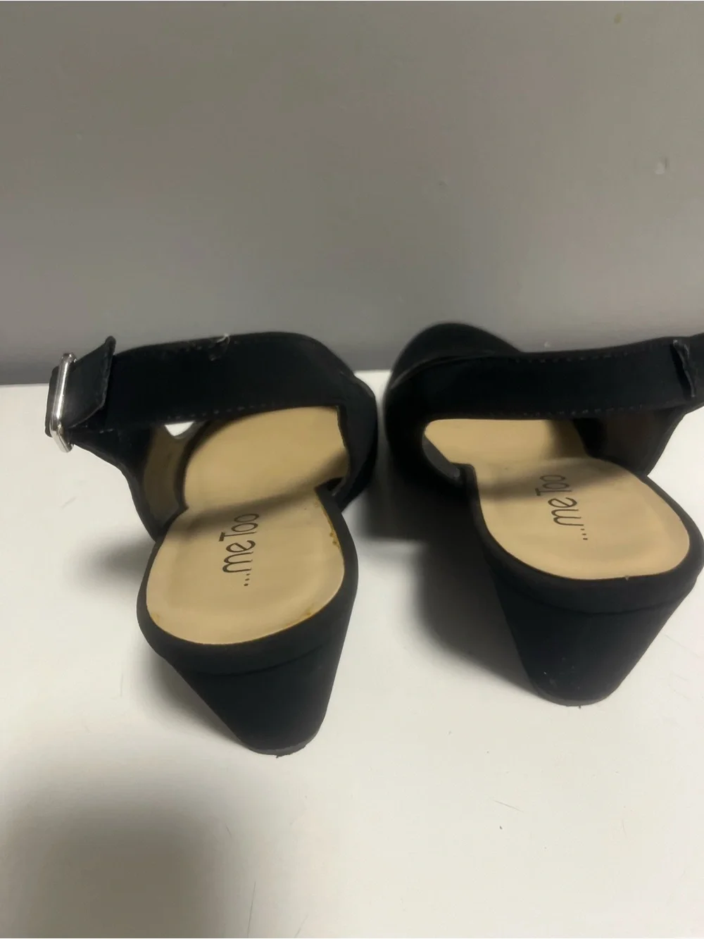 me too Black Slingback Platform Flats